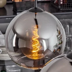 Suspension Verre 25 cm Koyoto Chrome, Clair, Fumé, 2 lumières