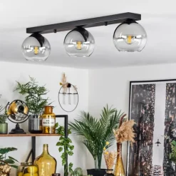 Suspension Verre 15 cm Koyoto Chrome, Clair, Fumé, 3 lumières