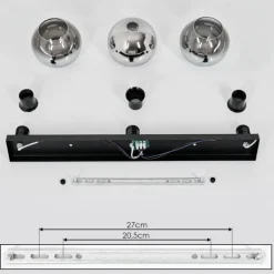 Suspension Verre 15 cm Koyoto Chrome, Clair, Fumé, 3 lumières