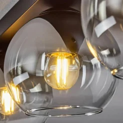 Suspension Verre 15 cm Koyoto Chrome, Clair, Fumé, 3 lumières