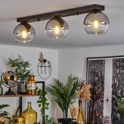 Suspension Verre 15 cm Koyoto Chrome, Clair, Fumé, 3 lumières