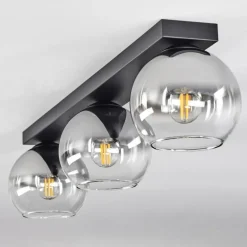 Suspension Verre 15 cm Koyoto Chrome, Clair, Fumé, 3 lumières