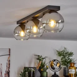 Suspension Verre 15 cm Koyoto Chrome, Clair, Fumé, 3 lumières