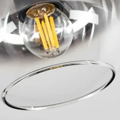 Suspension Verre 15 cm Koyoto Chrome, Clair, Fumé, 3 lumières