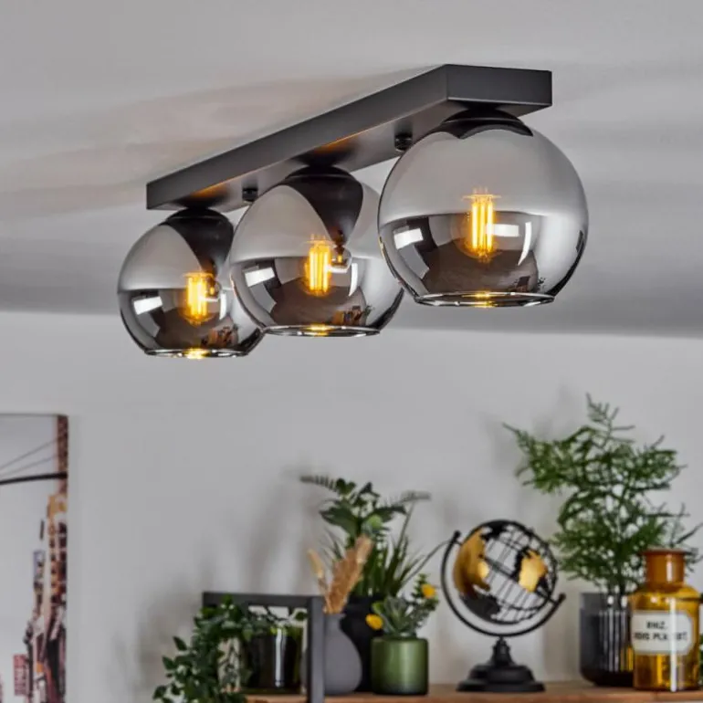 Suspension Verre 15 cm Koyoto Chrome, Fumé, 3 lumières