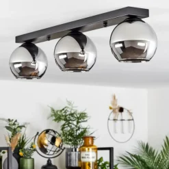 Suspension Verre 15 cm Koyoto Chrome, Fumé, 3 lumières