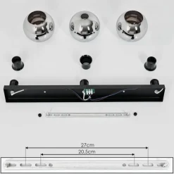 Suspension Verre 15 cm Koyoto Chrome, Fumé, 3 lumières