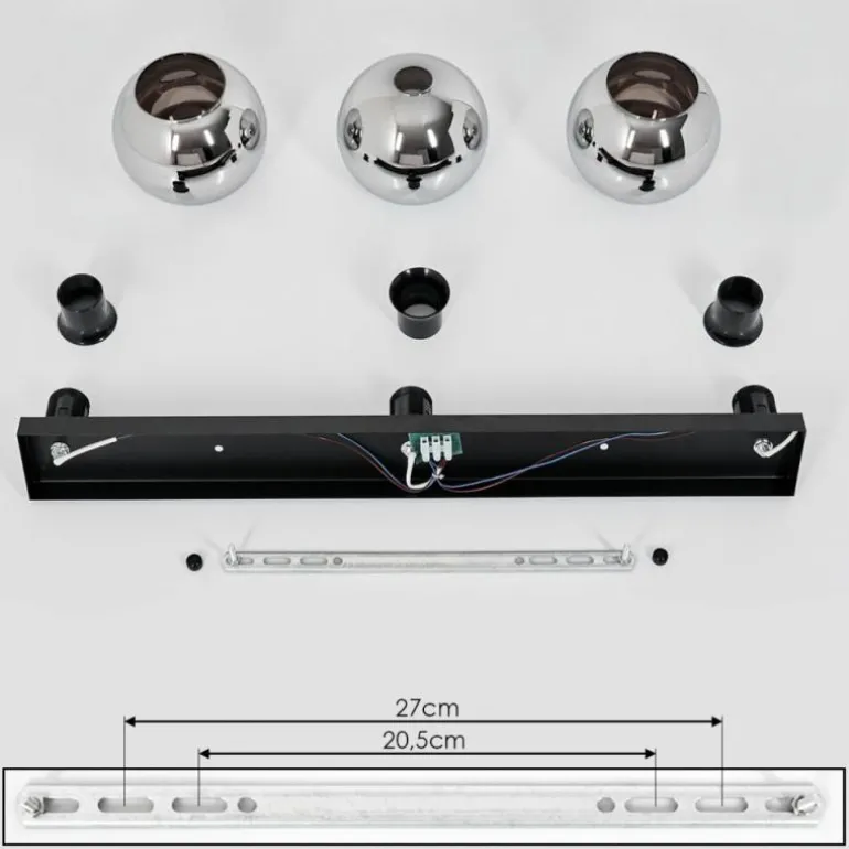 Suspension Verre 15 cm Koyoto Chrome, Fumé, 3 lumières