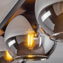 Suspension Verre 15 cm Koyoto Chrome, Fumé, 3 lumières