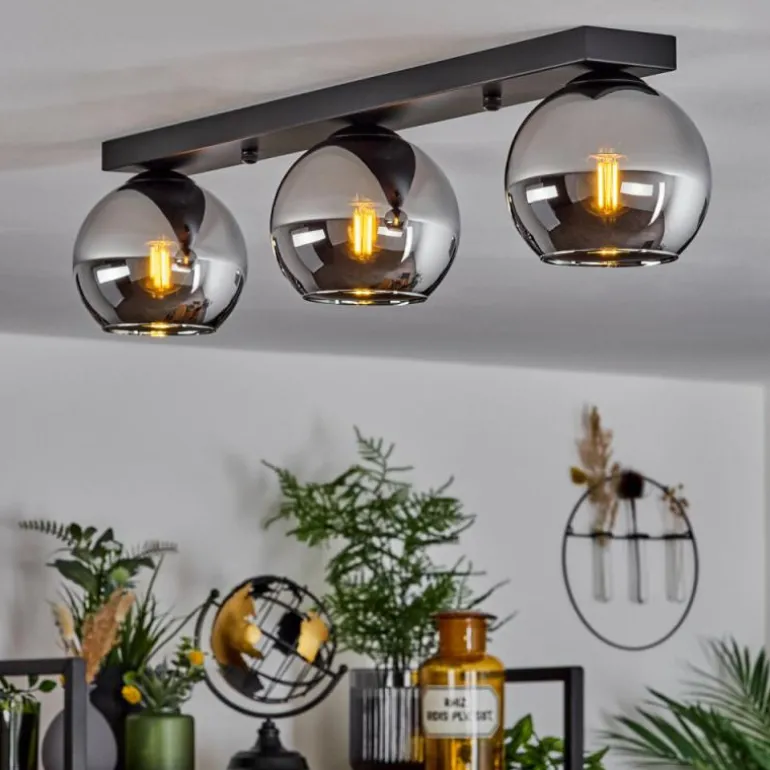 Suspension Verre 15 cm Koyoto Chrome, Fumé, 3 lumières