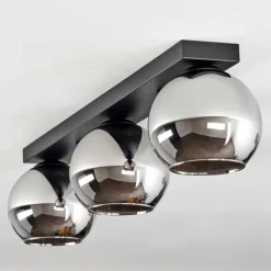 Suspension Verre 15 cm Koyoto Chrome, Fumé, 3 lumières