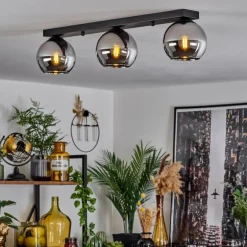 Suspension Verre 15 cm Koyoto Chrome, Fumé, 3 lumières