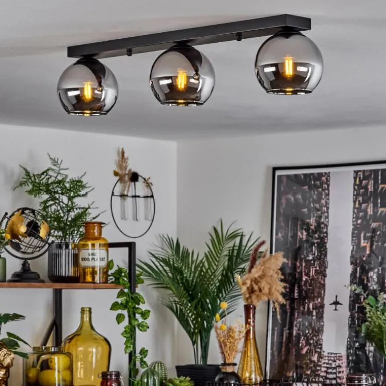 Suspension Verre 15 cm Koyoto Chrome, Fumé, 3 lumières