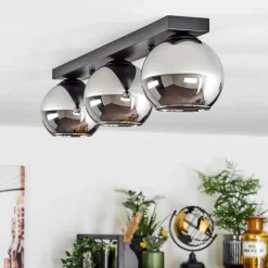 Suspension Verre 15 cm Koyoto Chrome, Fumé, 3 lumières