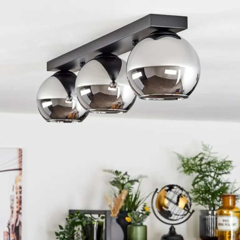 Suspension Verre 15 cm Koyoto Chrome, Fumé, 3 lumières