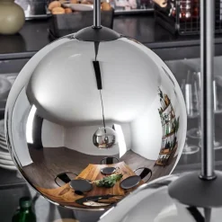 Suspension Verre 25 cm Koyoto Chrome, Fumé, 2 lumières