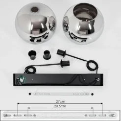 Suspension Verre 25 cm Koyoto Chrome, Fumé, 2 lumières