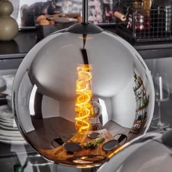 Suspension Verre 25 cm Koyoto Chrome, Fumé, 2 lumières