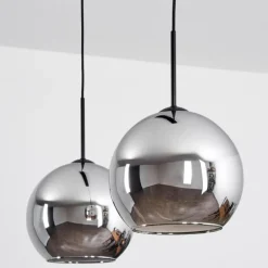 Suspension Verre 25 cm Koyoto Chrome, Fumé, 2 lumières