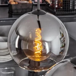 Suspension Verre 25 cm Koyoto Clair, Fumé, 2 lumières