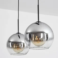 Suspension Verre 25 cm Koyoto Clair, Fumé, 2 lumières