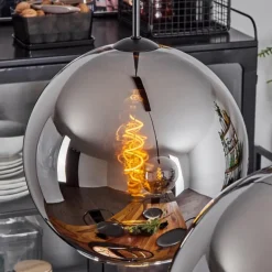 Suspension Verre 30 cm Koyoto Chrome, Fumé, 2 lumières