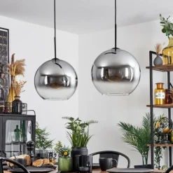 Suspension Verre 30 cm Koyoto Clair, Fumé, 2 lumières