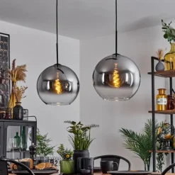 Suspension Verre 30 cm Koyoto Clair, Fumé, 2 lumières