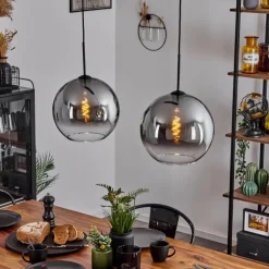 Suspension Verre 30 cm Koyoto Clair, Fumé, 2 lumières