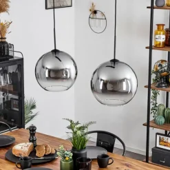 Suspension Verre 30 cm Koyoto Clair, Fumé, 2 lumières