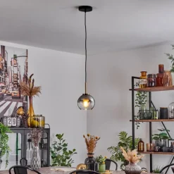 Suspension Verre 15 cm Koyoto Or, Noir, 1 lumière