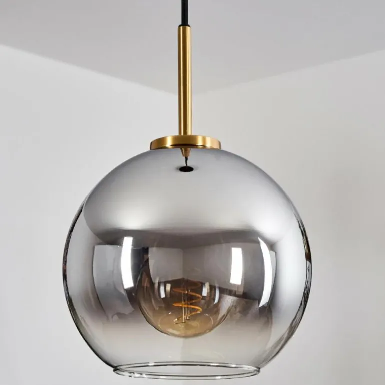 Suspension Verre 20 cm Koyoto Or, Noir, 1 lumière