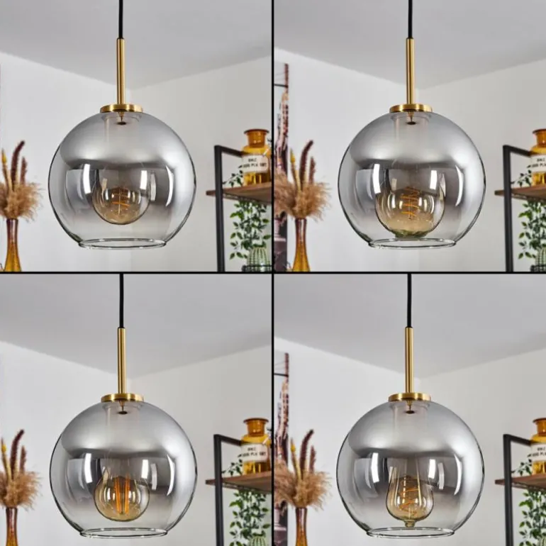 Suspension Verre 20 cm Koyoto Or, Noir, 1 lumière