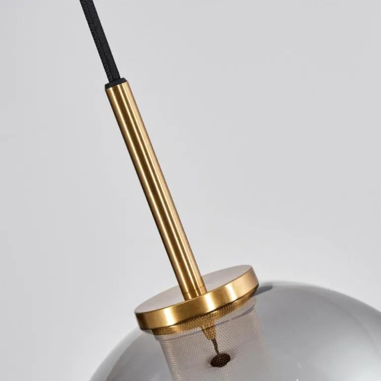 Suspension Verre 20 cm Koyoto Or, Noir, 1 lumière