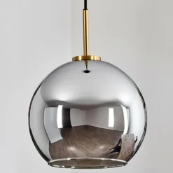 Suspension Verre 25 cm Koyoto Or, Noir, 1 lumière