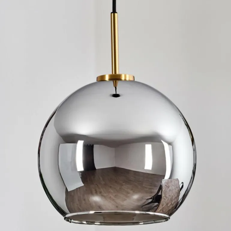 Suspension Verre 25 cm Koyoto Or, Noir, 1 lumière