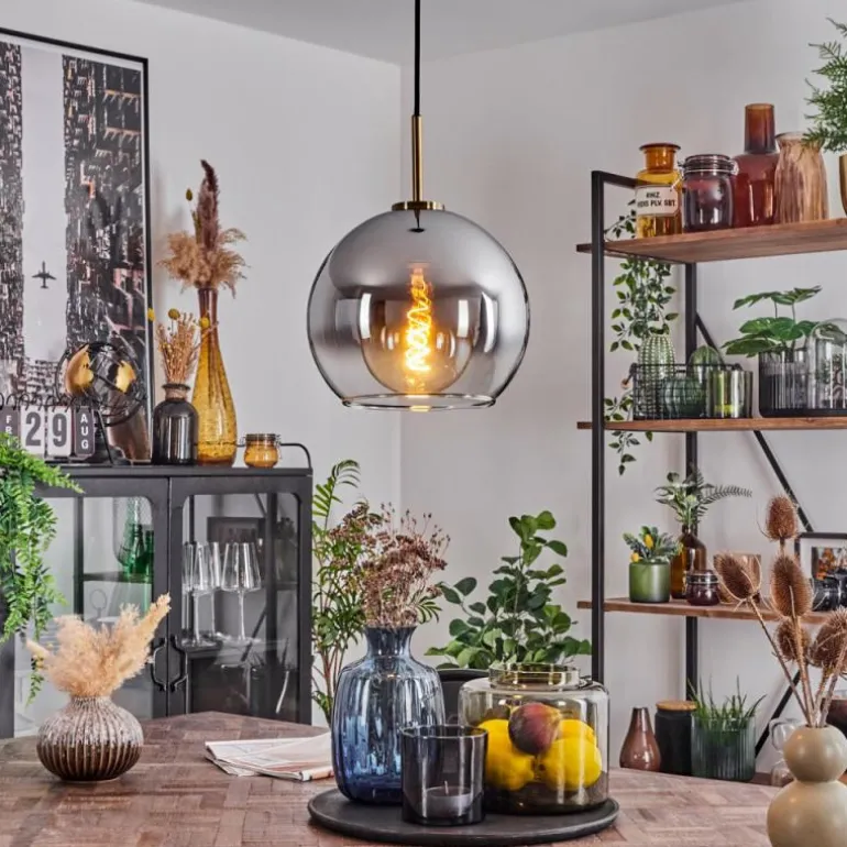 Suspension Verre 25 cm Koyoto Vieux laiton, 1 lumière