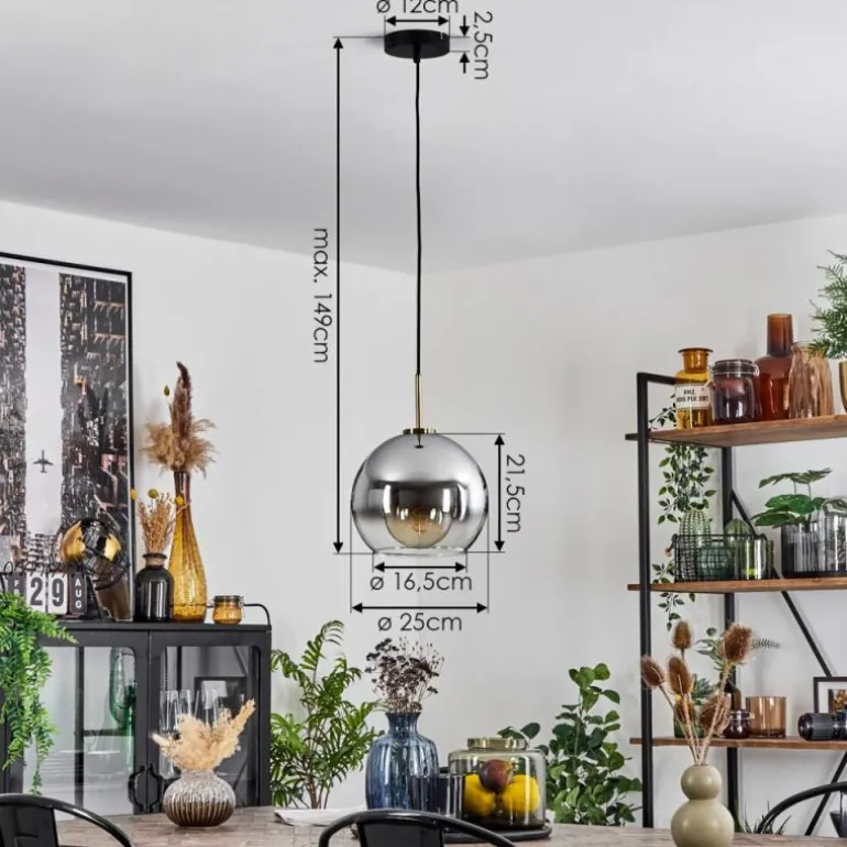 Suspension Verre 25 cm Koyoto Vieux laiton, 1 lumière