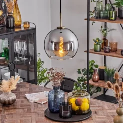 Suspension Verre 25 cm Koyoto Vieux laiton, 1 lumière