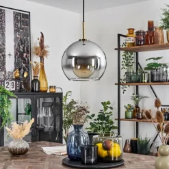 Suspension Verre 25 cm Koyoto Vieux laiton, 1 lumière