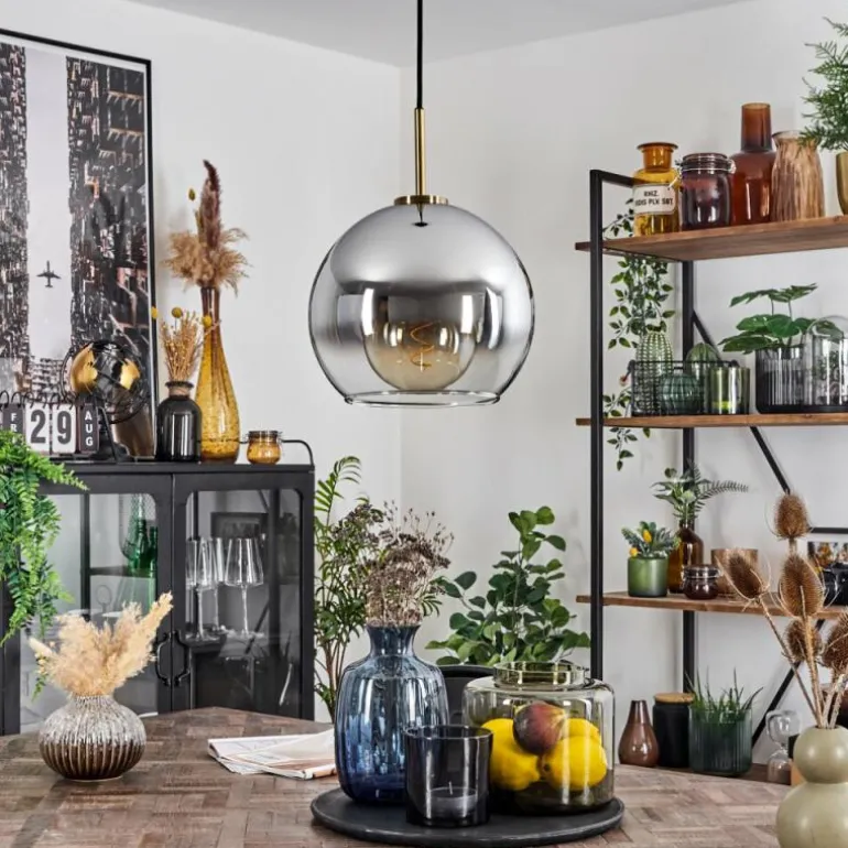 Suspension Verre 25 cm Koyoto Vieux laiton, 1 lumière