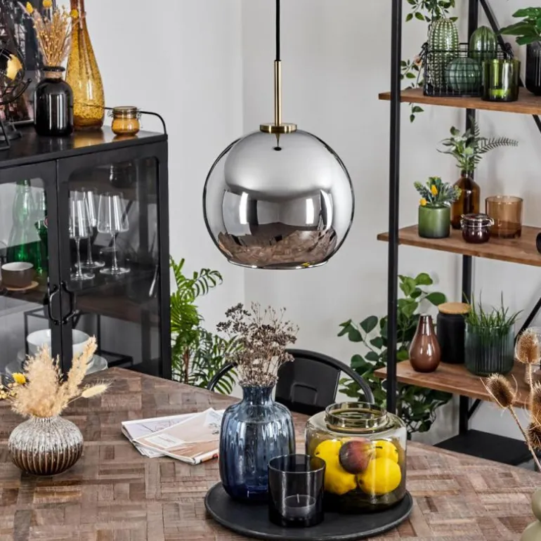 Suspension Verre 25 cm Koyoto Vieux laiton, 1 lumière