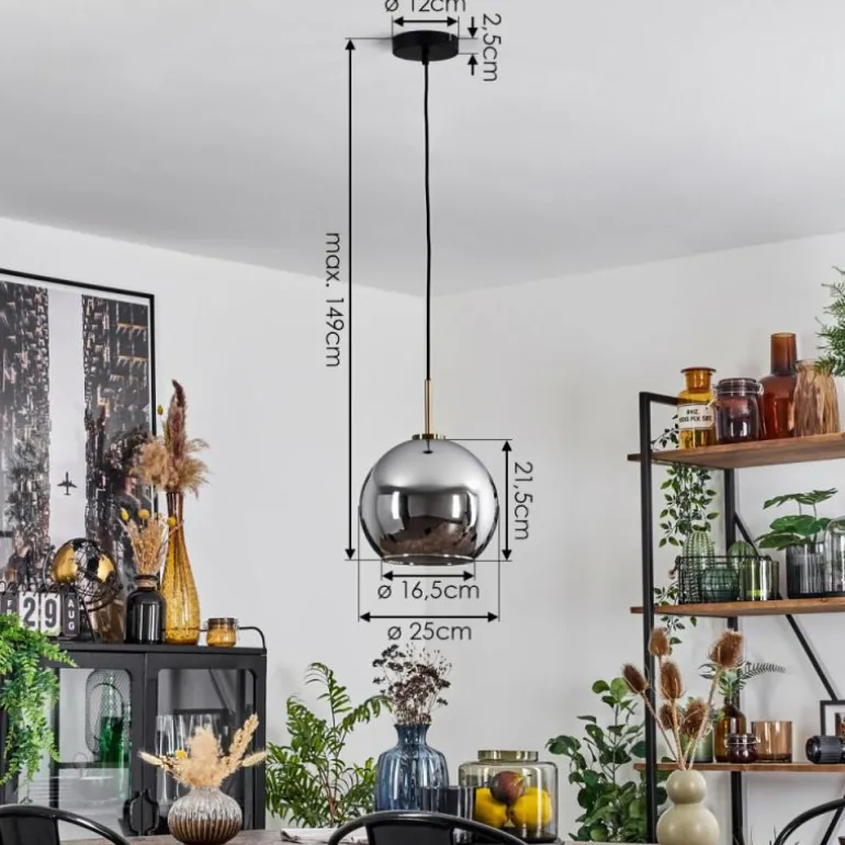 Suspension Verre 25 cm Koyoto Vieux laiton, 1 lumière