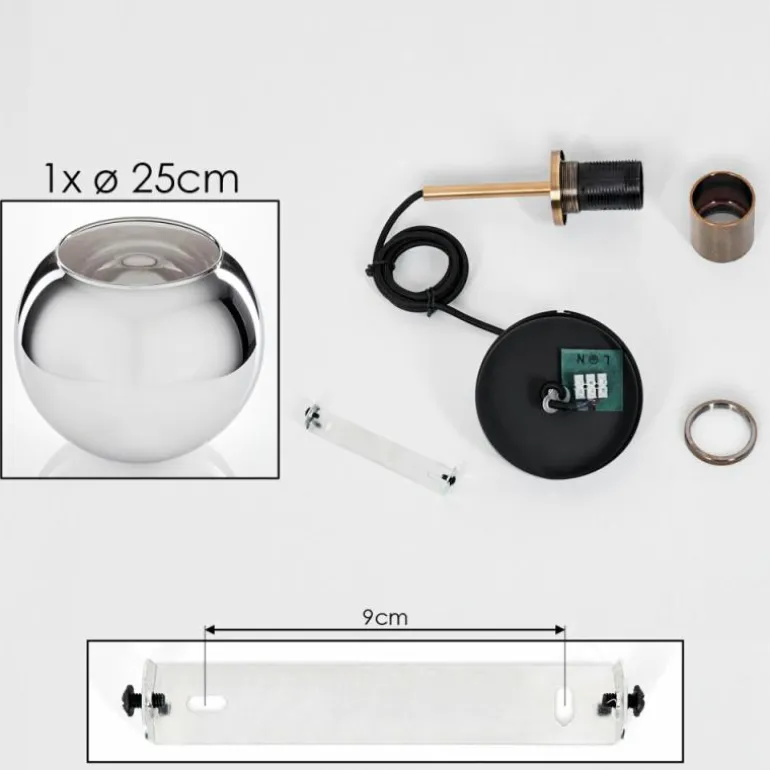 Suspension Verre 25 cm Koyoto Vieux laiton, 1 lumière