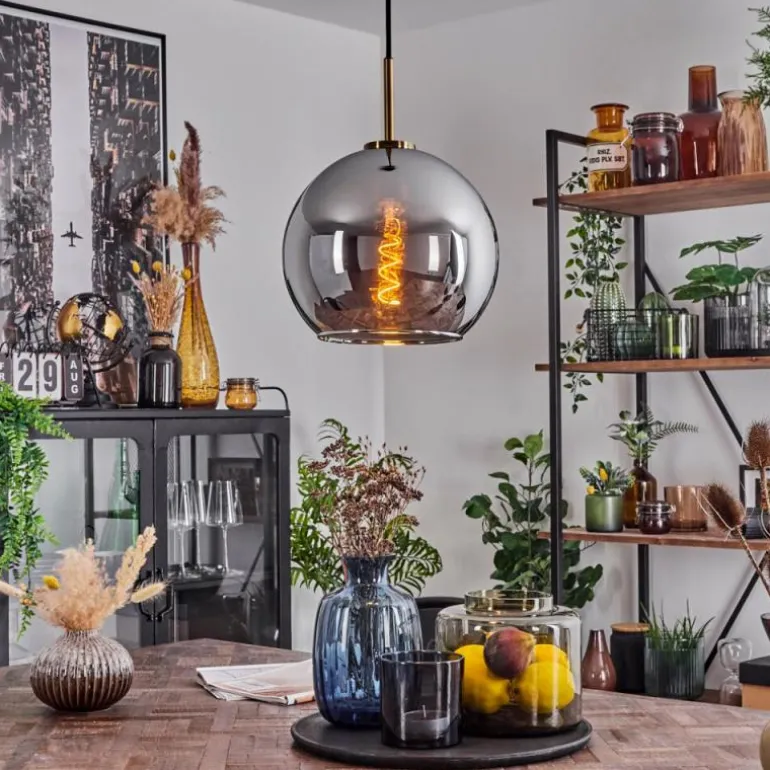 Suspension Verre 25 cm Koyoto Vieux laiton, 1 lumière