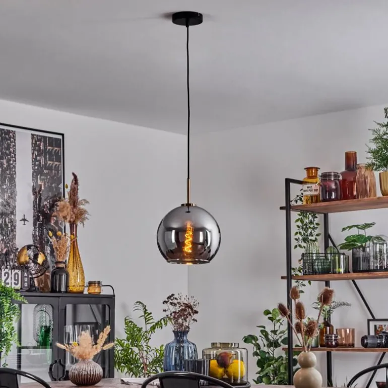 Suspension Verre 25 cm Koyoto Vieux laiton, 1 lumière