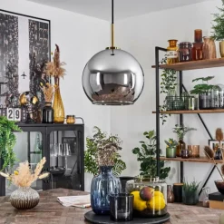 Suspension Verre 25 cm Koyoto Vieux laiton, 1 lumière