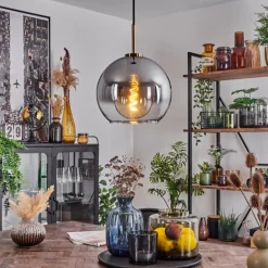 Suspension Verre 25 cm Koyoto Vieux laiton, 1 lumière