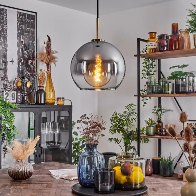 Suspension Verre 25 cm Koyoto Vieux laiton, 1 lumière