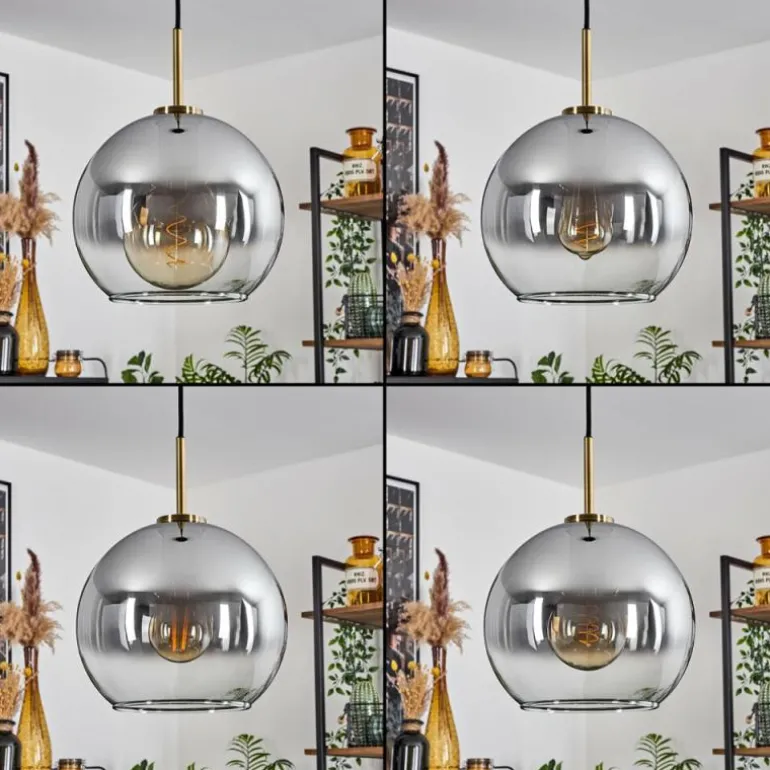 Suspension Verre 25 cm Koyoto Vieux laiton, 1 lumière